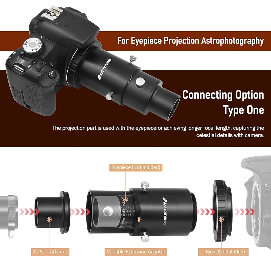 Astromania 1.25?&quot;ユニバーサルt-adapter???Primeフォーカス写真用 dwos6rj Amazon.com : Astromania Telescope Photo Adapters, Metal